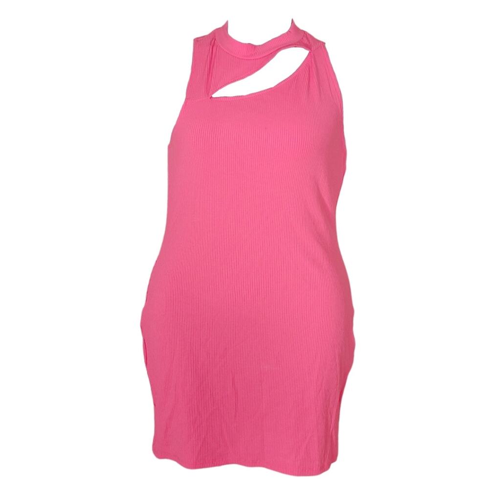 NWT Divided H&m pink ribbed sleeveless high neck sheath dress size large